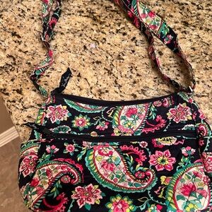 Vera Bradley Black and Pink Floral Shoulder Bag